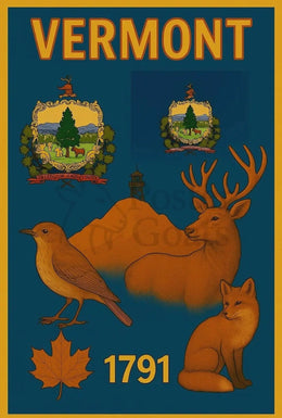 Vermont Vintage Nature Poster - Cultural or Heritage Poster PosterGoat