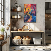 Vibrant Abstract Autumn Forest Exploration Artistic Poster PosterGoat