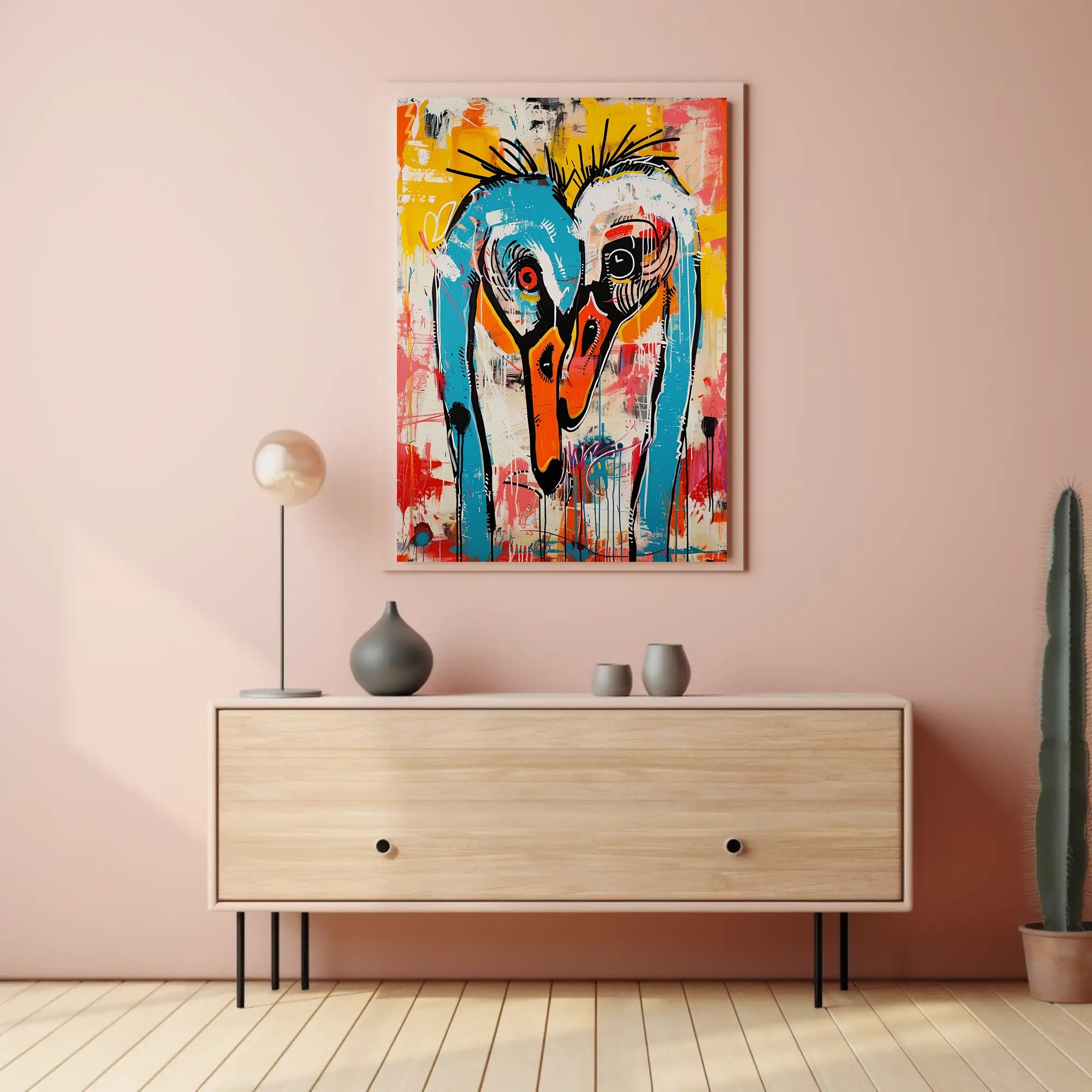 Vibrant Abstract Birds Artwork in an Artistic Poster PosterGoat
