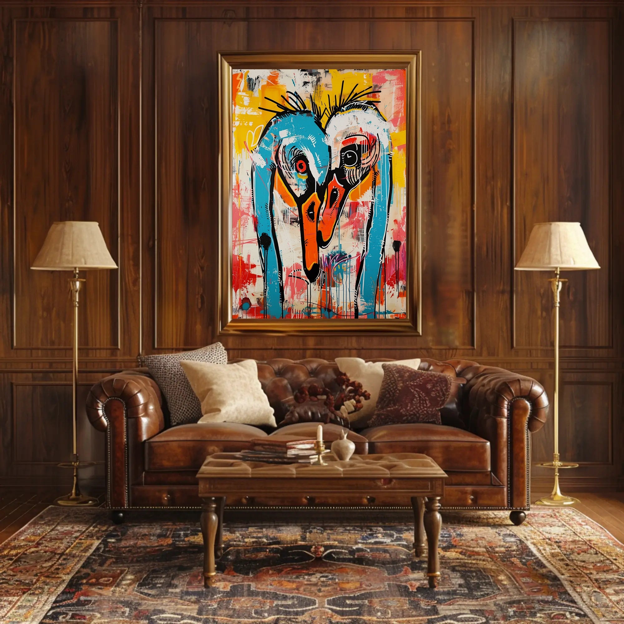 Vibrant Abstract Birds Artwork in an Artistic Poster PosterGoat