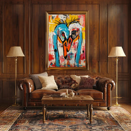 Vibrant Abstract Birds Artwork in an Artistic Poster PosterGoat