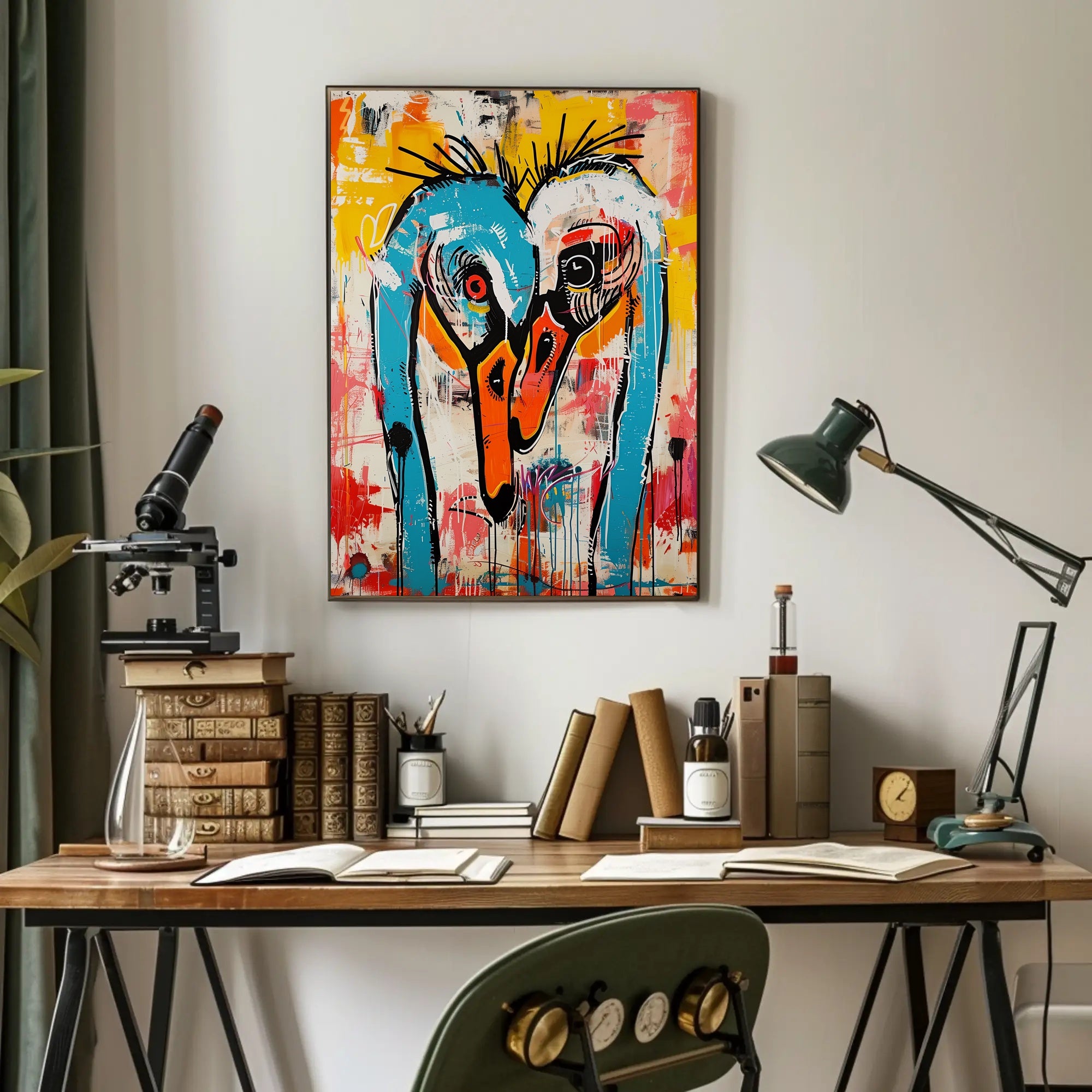 Vibrant Abstract Birds Artwork in an Artistic Poster PosterGoat