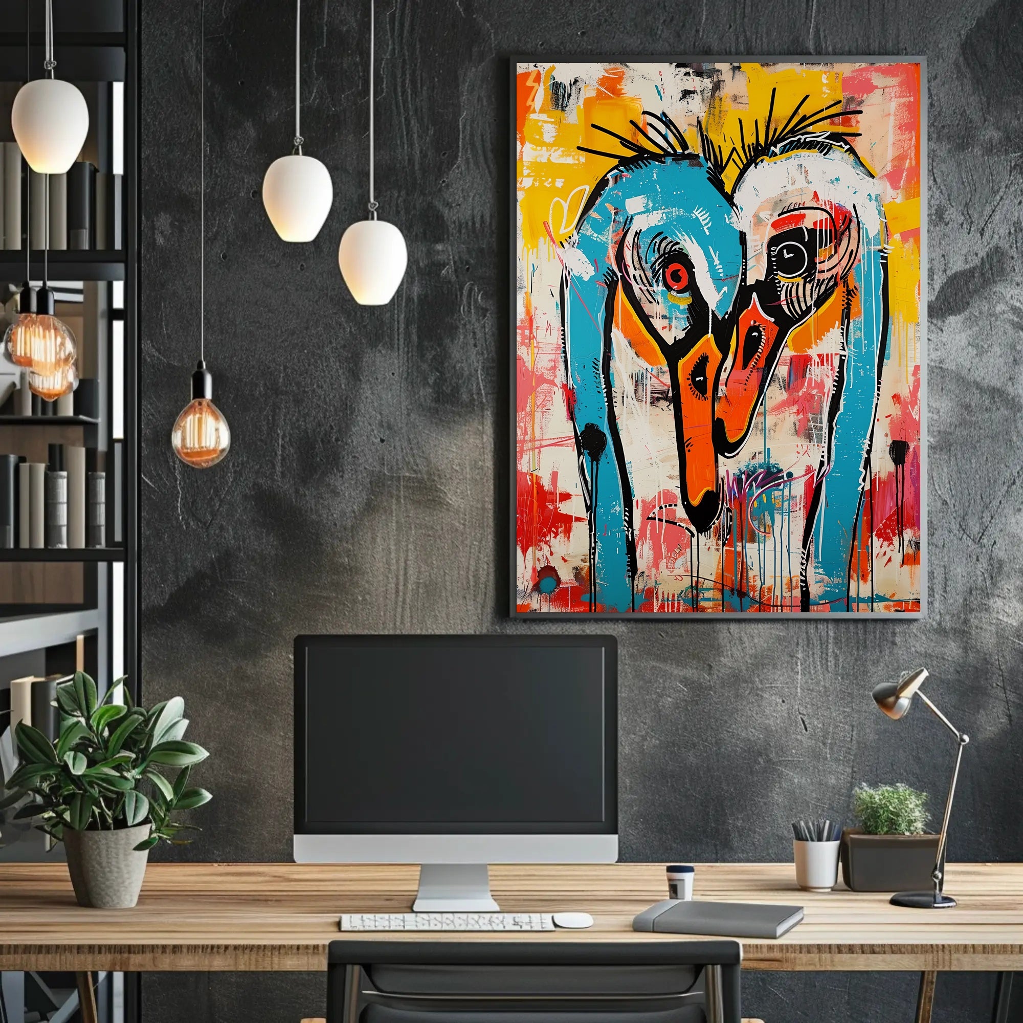 Vibrant Abstract Birds Artwork in an Artistic Poster PosterGoat