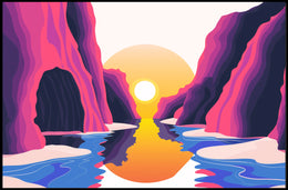 Vibrant Abstract Canyon Landscape Modern Art Poster PosterGoat