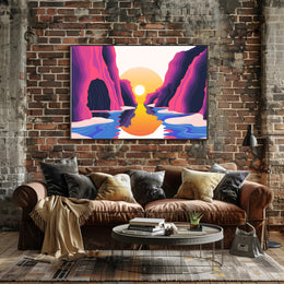 Vibrant Abstract Canyon Landscape Modern Art Poster PosterGoat