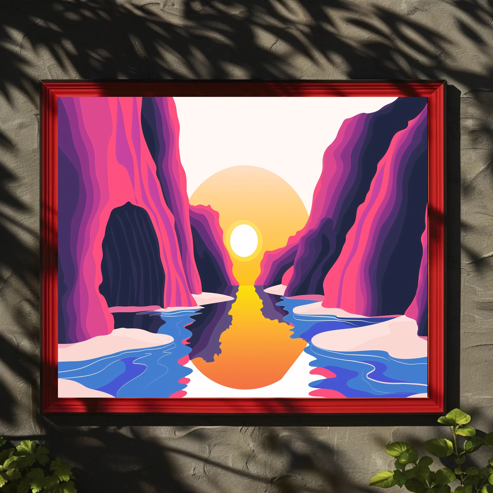 Vibrant Abstract Canyon Landscape Modern Art Poster PosterGoat
