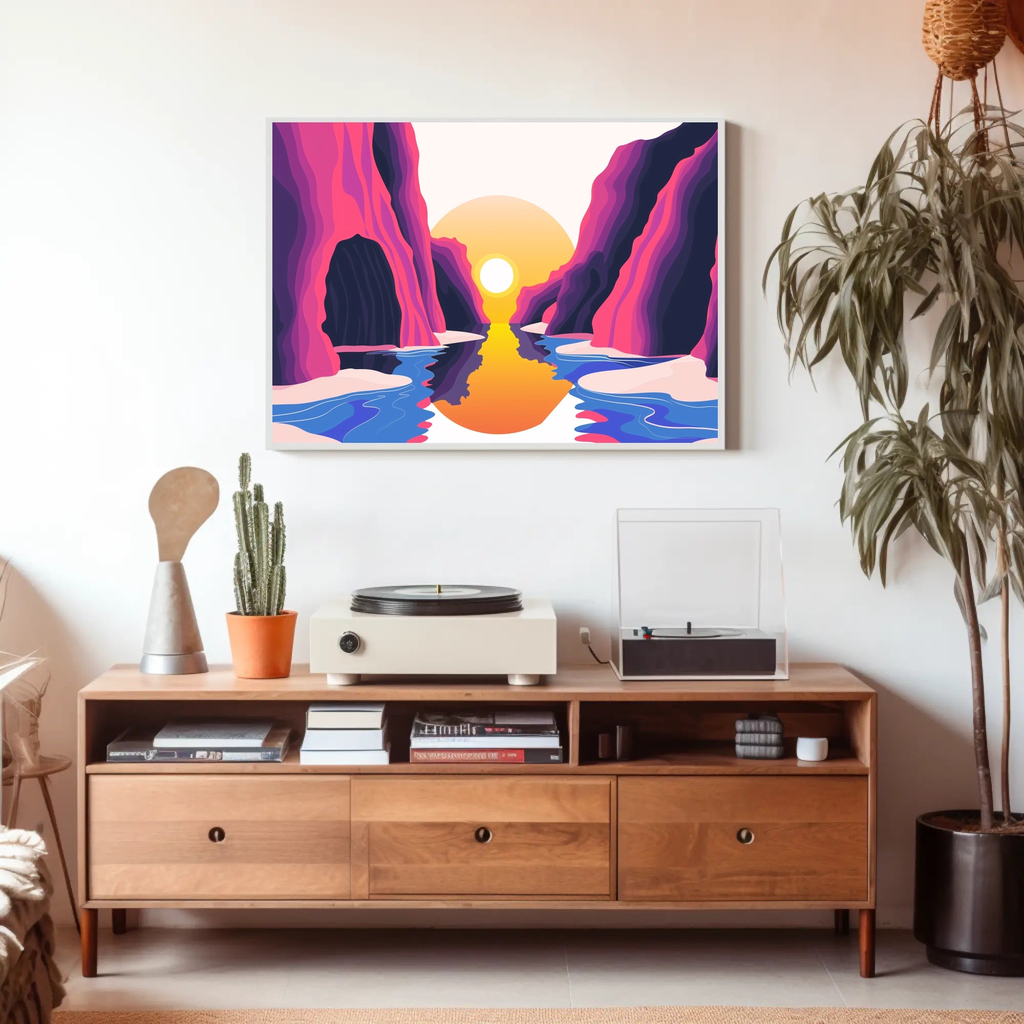 Vibrant Abstract Canyon Landscape Modern Art Poster PosterGoat