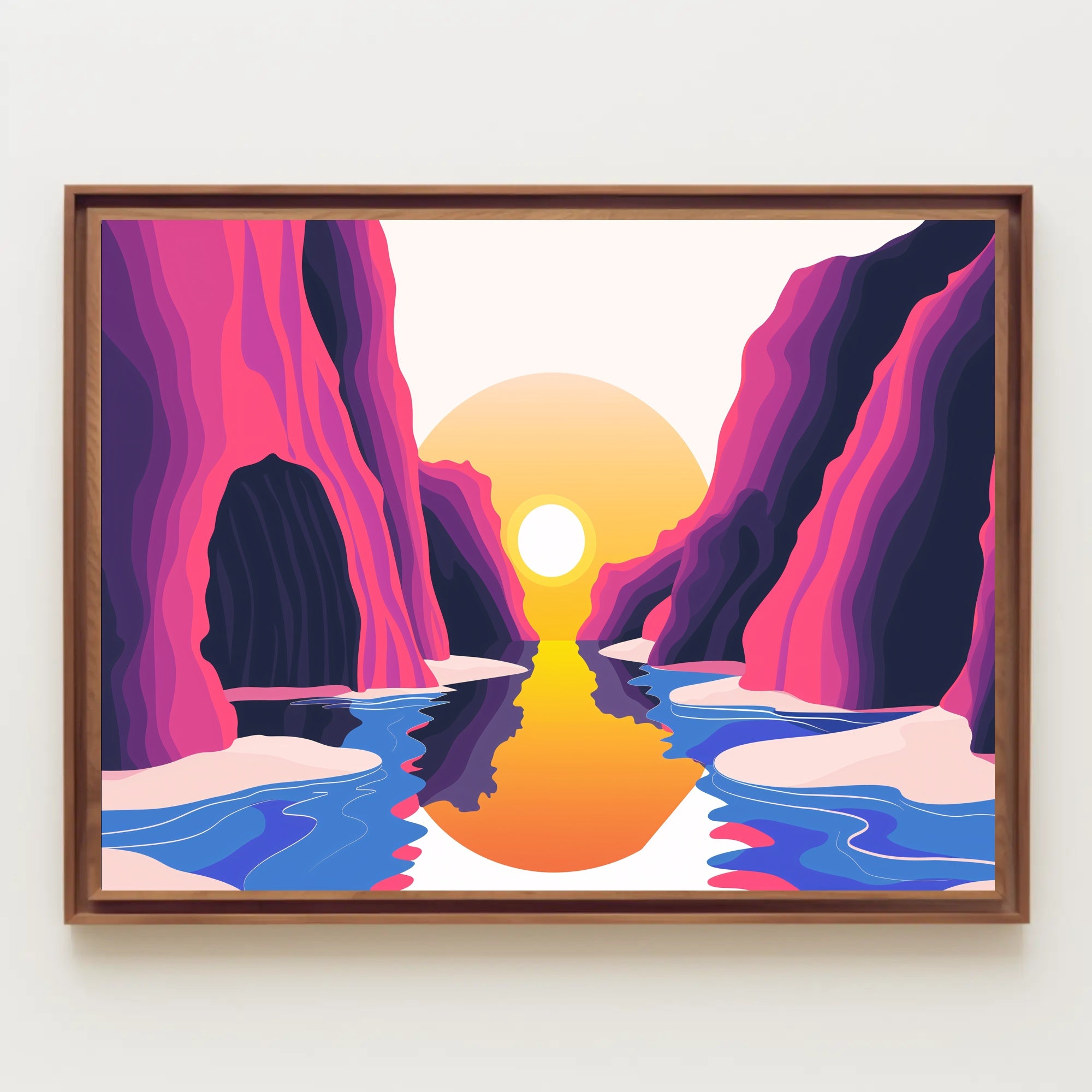 Vibrant Abstract Canyon Landscape Modern Art Poster PosterGoat