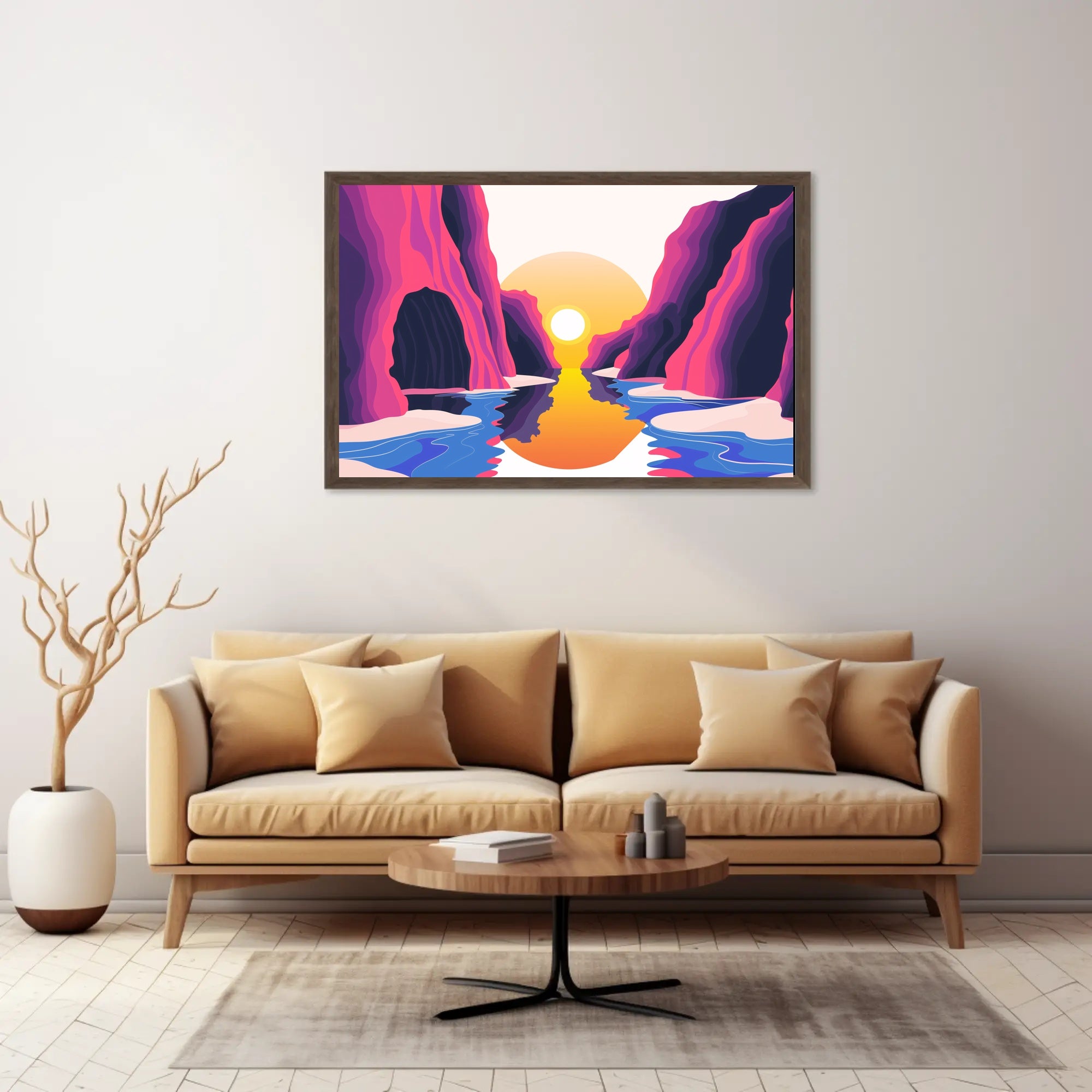 Vibrant Abstract Canyon Landscape Modern Art Poster PosterGoat