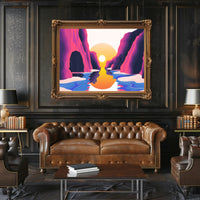 Vibrant Abstract Canyon Landscape Modern Art Poster PosterGoat