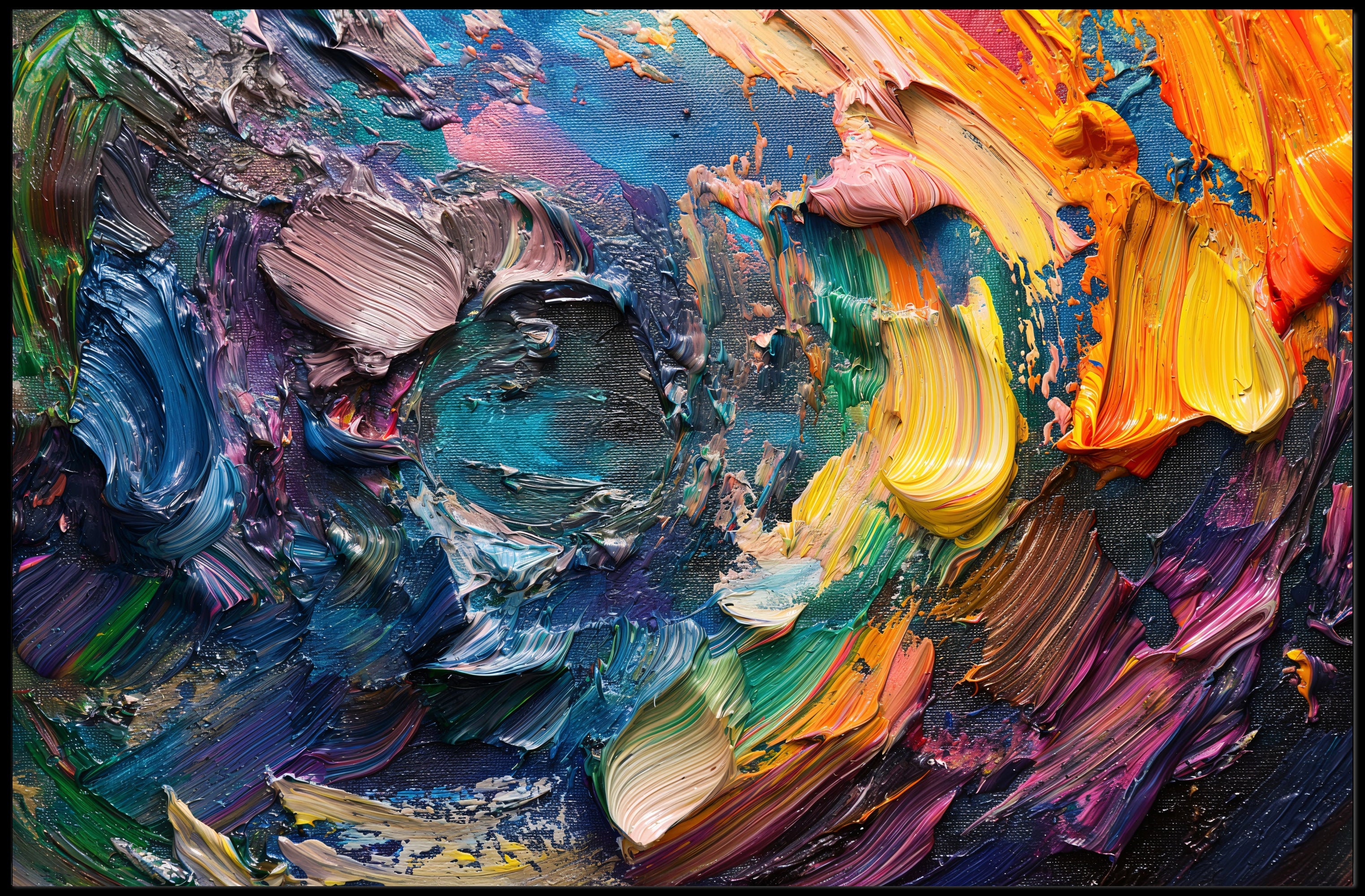 Vibrant Abstract Expressionism Art Poster with Energetic Brushstrokes PosterGoat