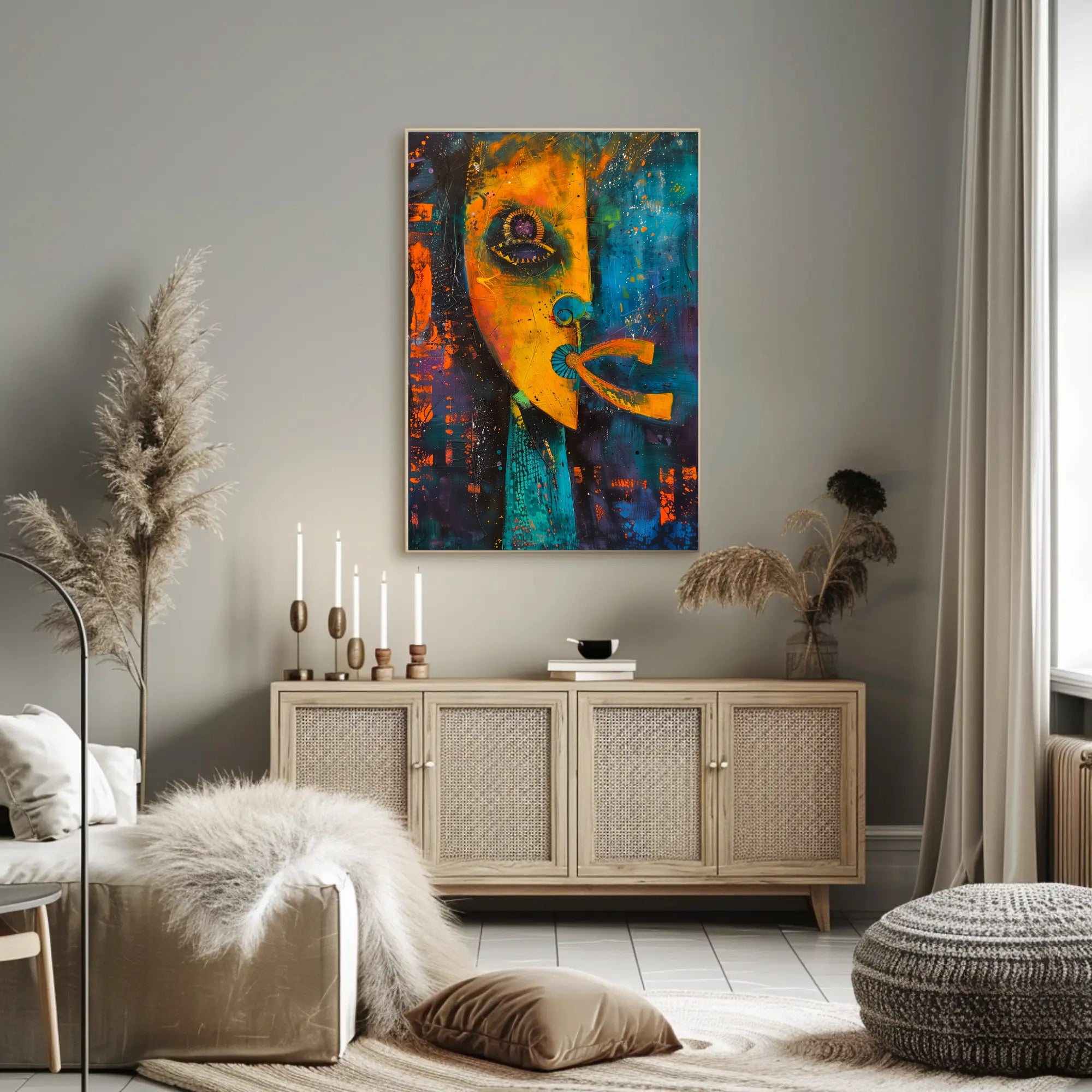 Vibrant Abstract Face Art Print - Abstract or Artistic Poster PosterGoat