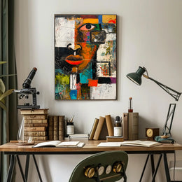 Vibrant Abstract Human Face Art Poster - Abstract or Artistic Poster PosterGoat