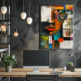 Vibrant Abstract Human Face Art Poster - Abstract or Artistic Poster PosterGoat