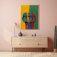 Vibrant Abstract Human Profiles Art Poster, Abstract or Artistic Poster PosterGoat