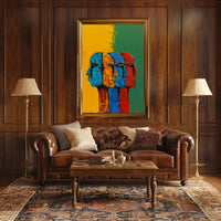 Vibrant Abstract Human Profiles Art Poster, Abstract or Artistic Poster PosterGoat