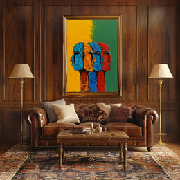 Vibrant Abstract Human Profiles Art Poster, Abstract or Artistic Poster PosterGoat