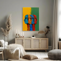 Vibrant Abstract Human Profiles Art Poster, Abstract or Artistic Poster PosterGoat