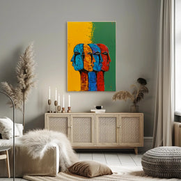 Vibrant Abstract Human Profiles Art Poster, Abstract or Artistic Poster PosterGoat