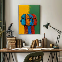 Vibrant Abstract Human Profiles Art Poster, Abstract or Artistic Poster PosterGoat