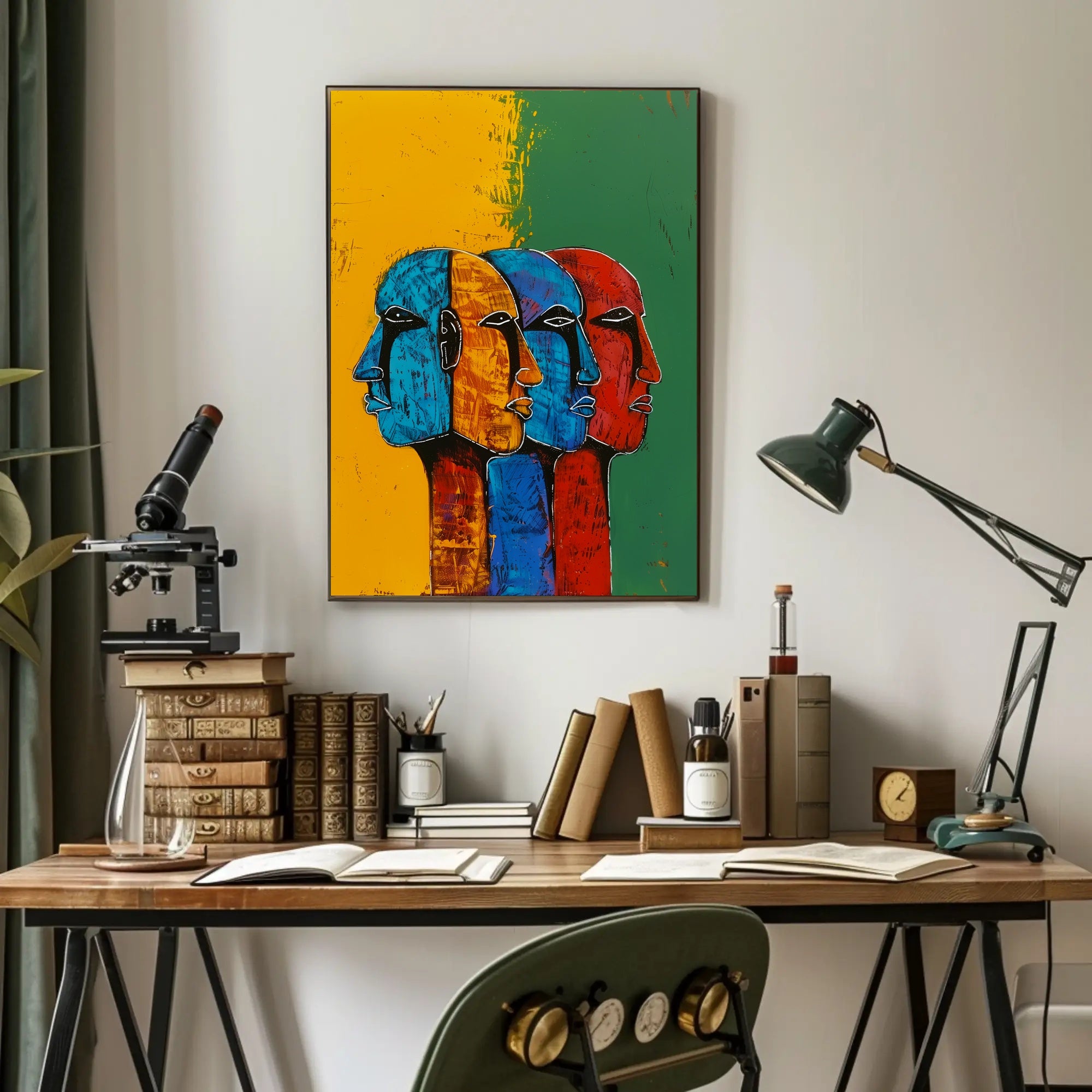 Vibrant Abstract Human Profiles Art Poster, Abstract or Artistic Poster PosterGoat