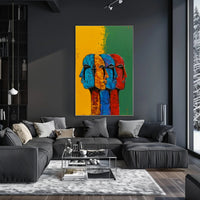 Vibrant Abstract Human Profiles Art Poster, Abstract or Artistic Poster PosterGoat