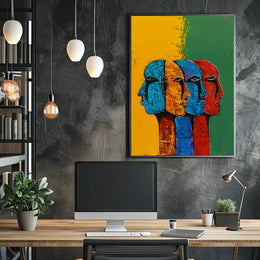 Vibrant Abstract Human Profiles Art Poster, Abstract or Artistic Poster PosterGoat