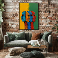 Vibrant Abstract Human Profiles Art Poster, Abstract or Artistic Poster PosterGoat