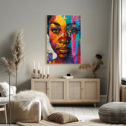 Vibrant Abstract Portrait in Modern Style - Artistic Poster PosterGoat