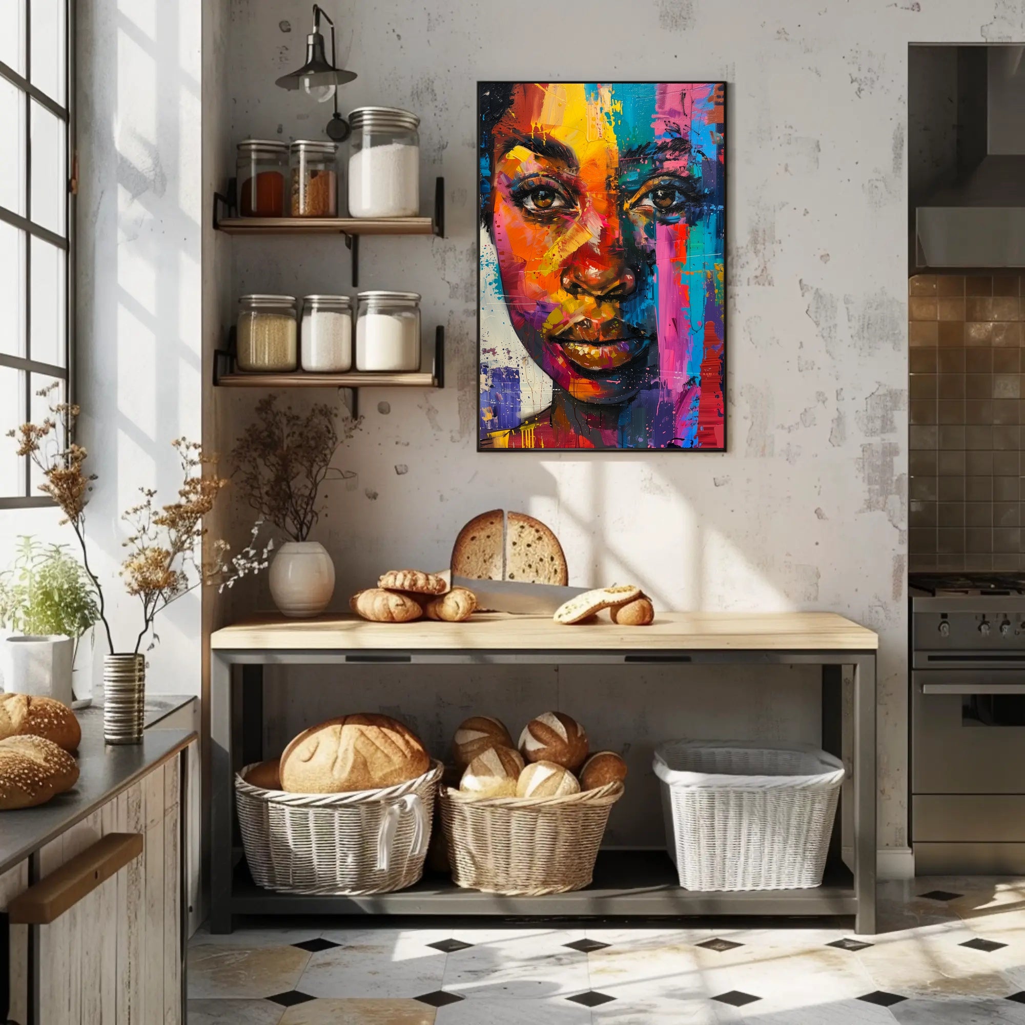 Vibrant Abstract Portrait in Modern Style - Artistic Poster PosterGoat