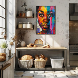 Vibrant Abstract Portrait in Modern Style - Artistic Poster PosterGoat