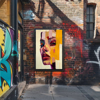 Vibrant Abstract Portrait of Woman's Face - Artistic Poster PosterGoat