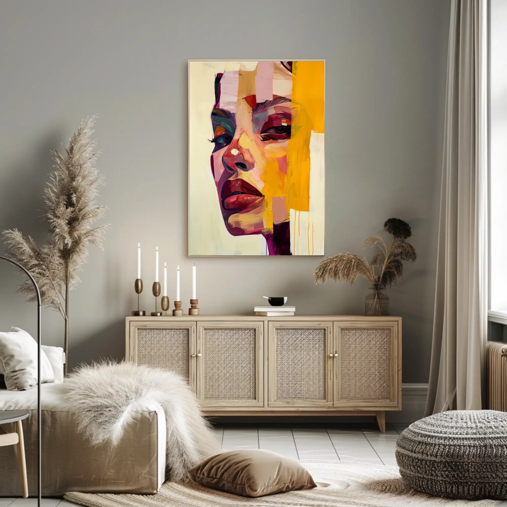 Vibrant Abstract Portrait of Woman's Face - Artistic Poster PosterGoat