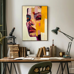 Vibrant Abstract Portrait of Woman's Face - Artistic Poster PosterGoat