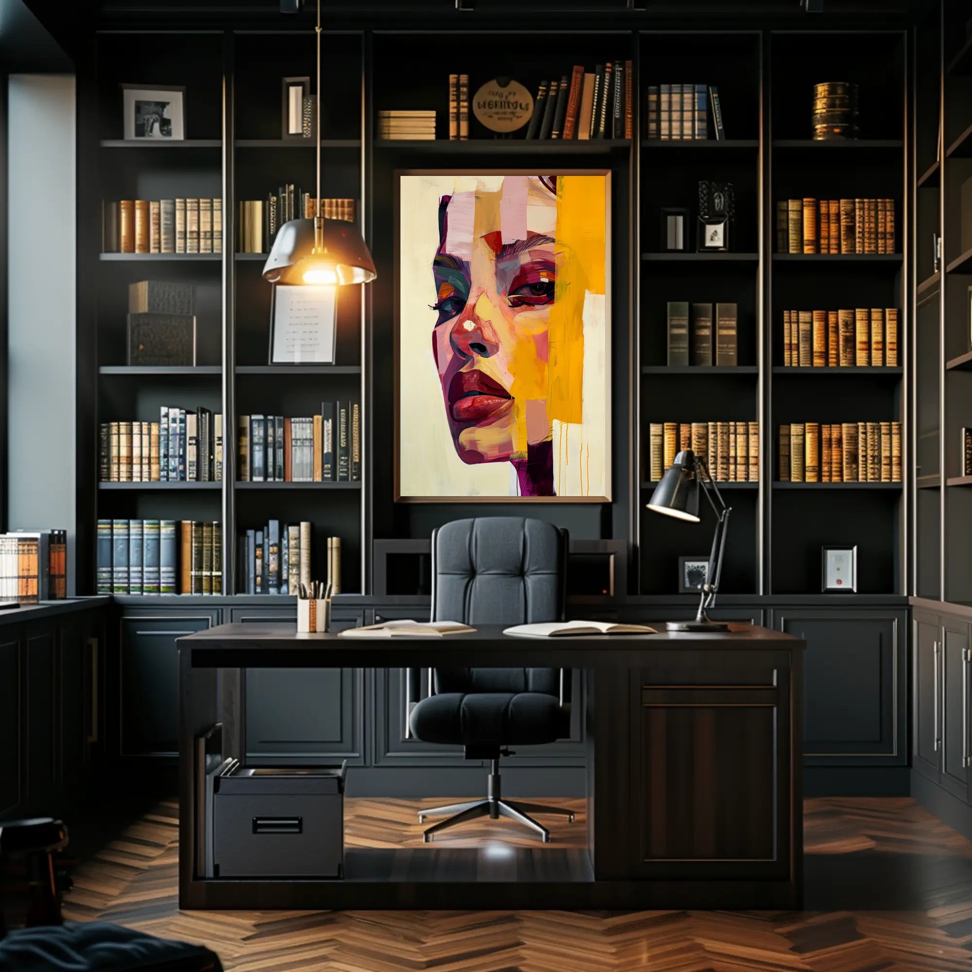 Vibrant Abstract Portrait of Woman's Face - Artistic Poster PosterGoat