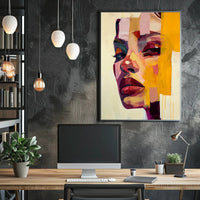 Vibrant Abstract Portrait of Woman's Face - Artistic Poster PosterGoat