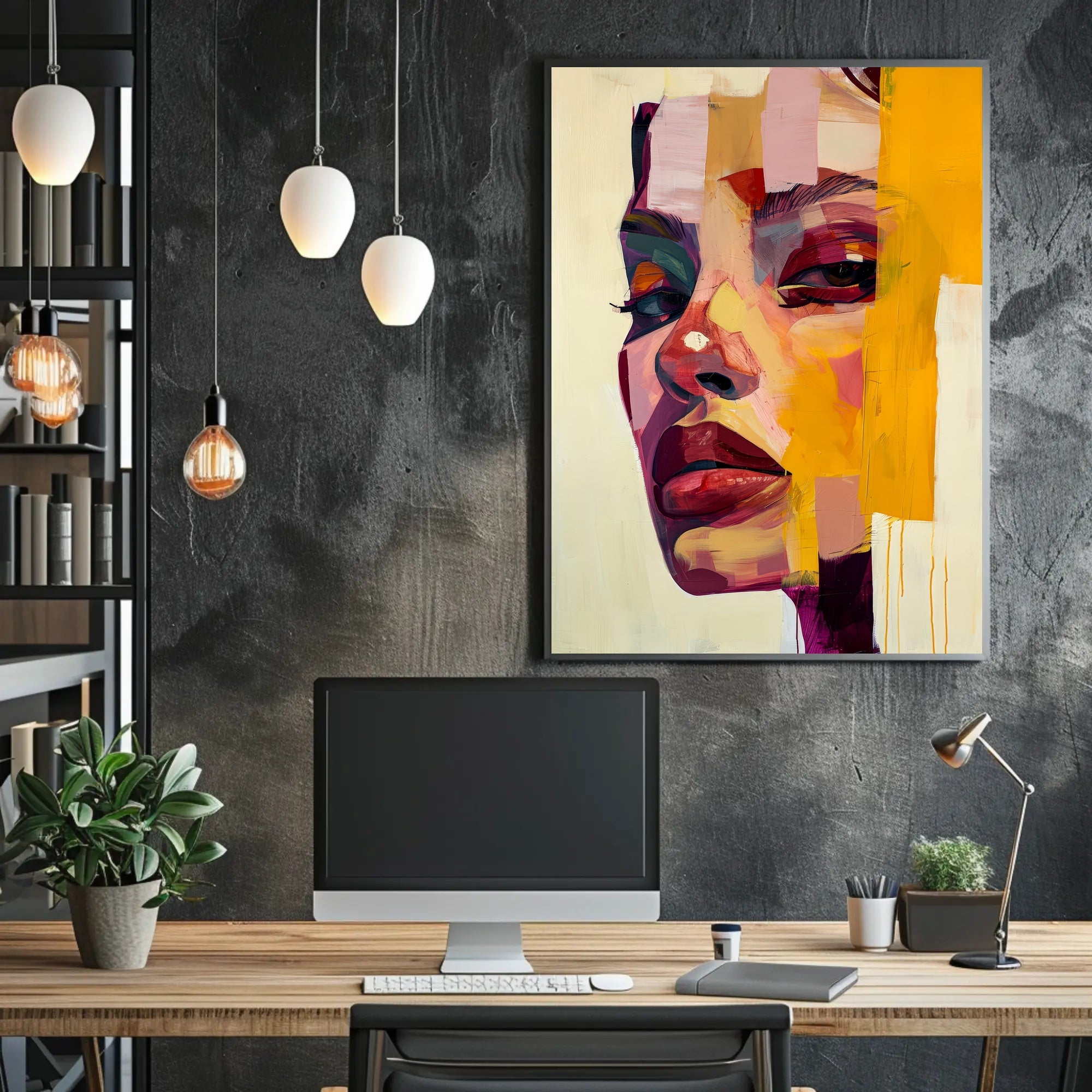Vibrant Abstract Portrait of Woman's Face - Artistic Poster PosterGoat