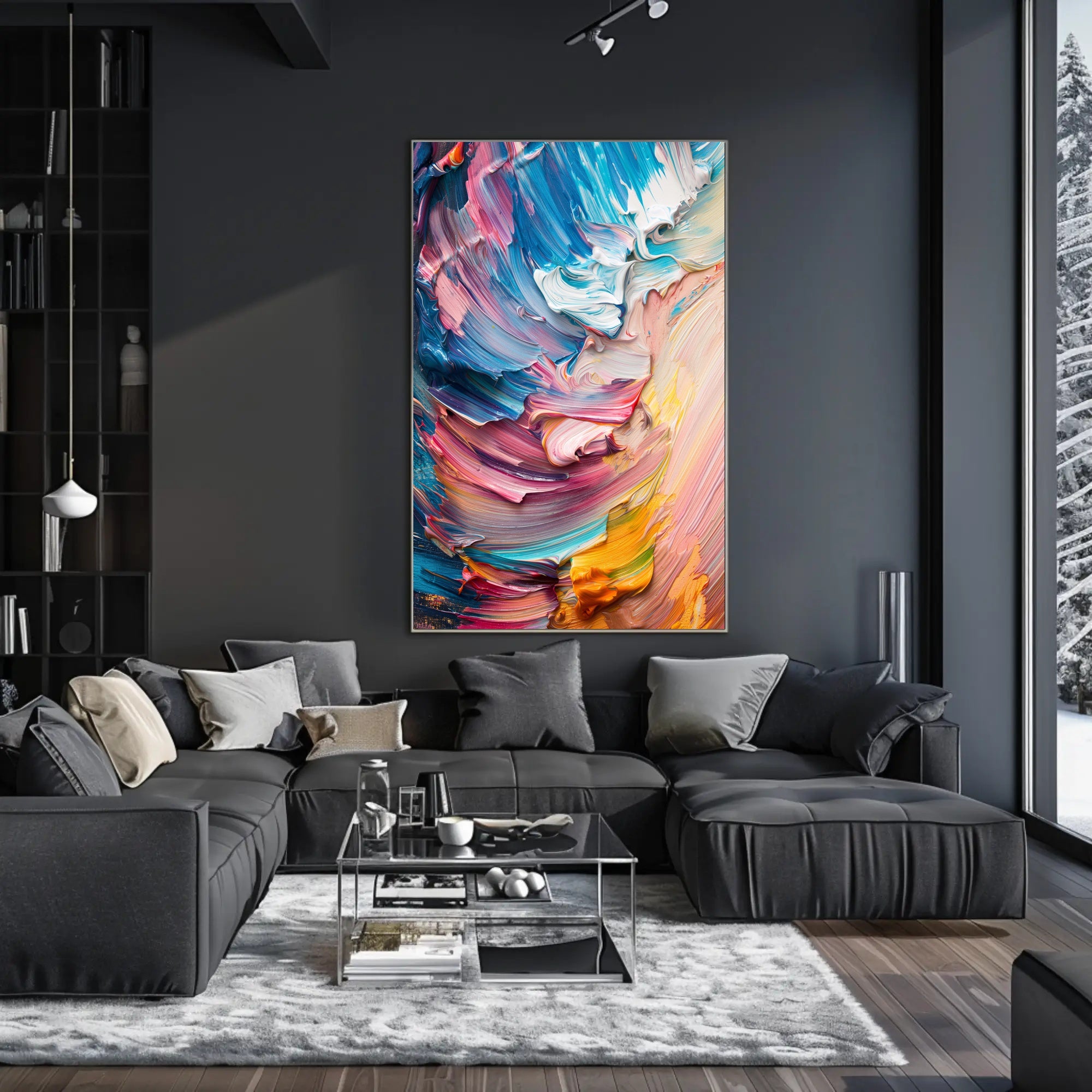 Vibrant Abstract Swirling Strokes: Artistic Poster PosterGoat