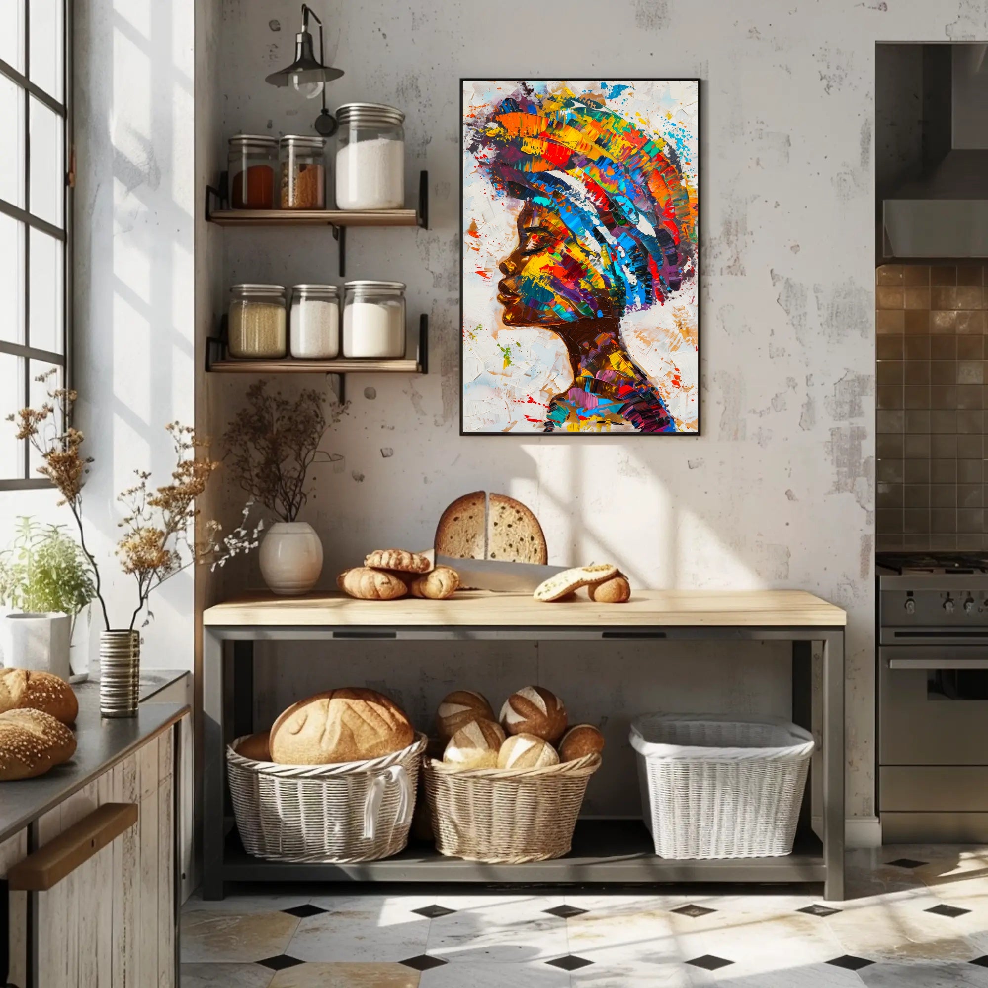 Vibrant Abstract Woman's Profile Painting - Abstract or Artistic Poster PosterGoat