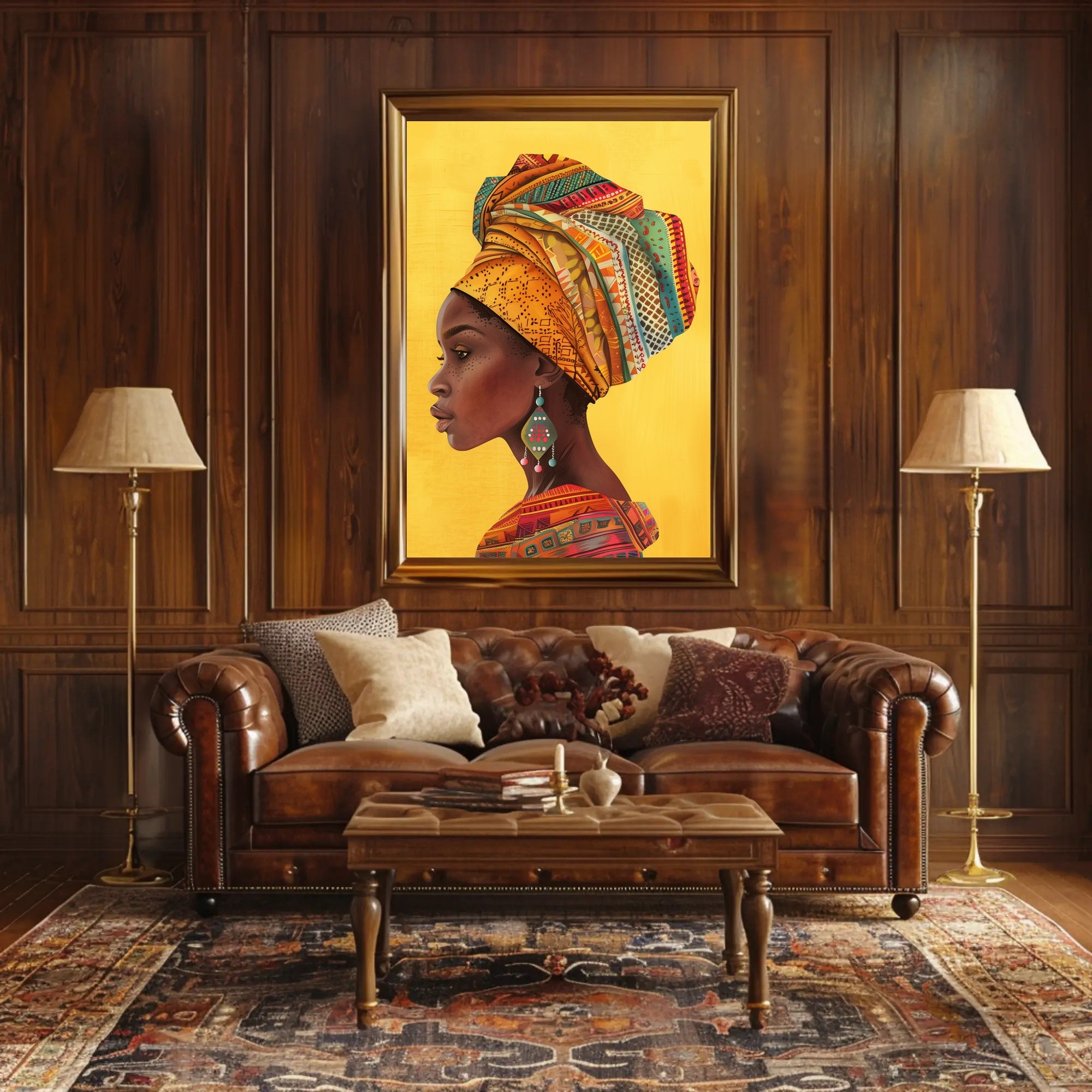 Vibrant African Woman Profile Cultural Heritage Poster PosterGoat