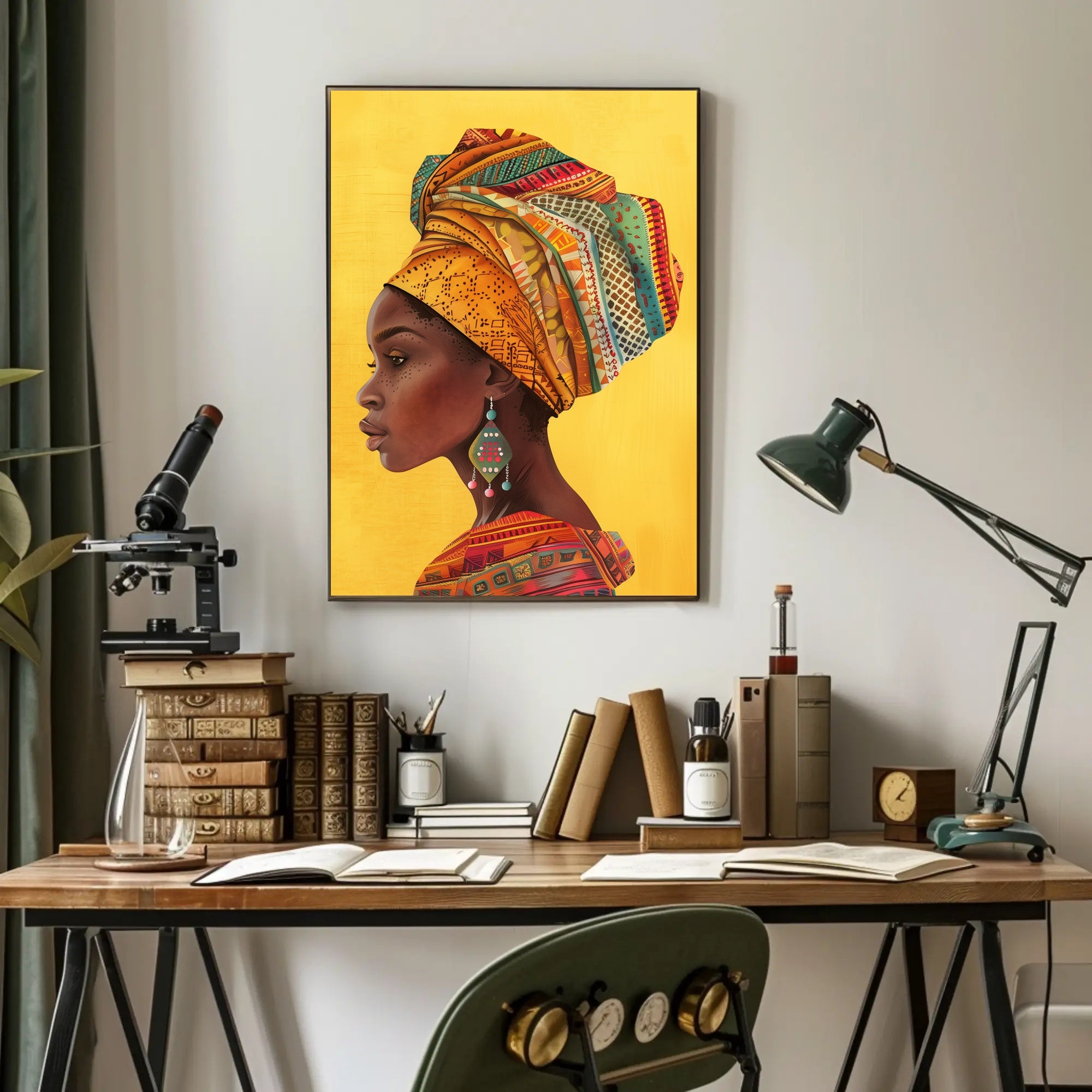 Vibrant African Woman Profile Cultural Heritage Poster PosterGoat
