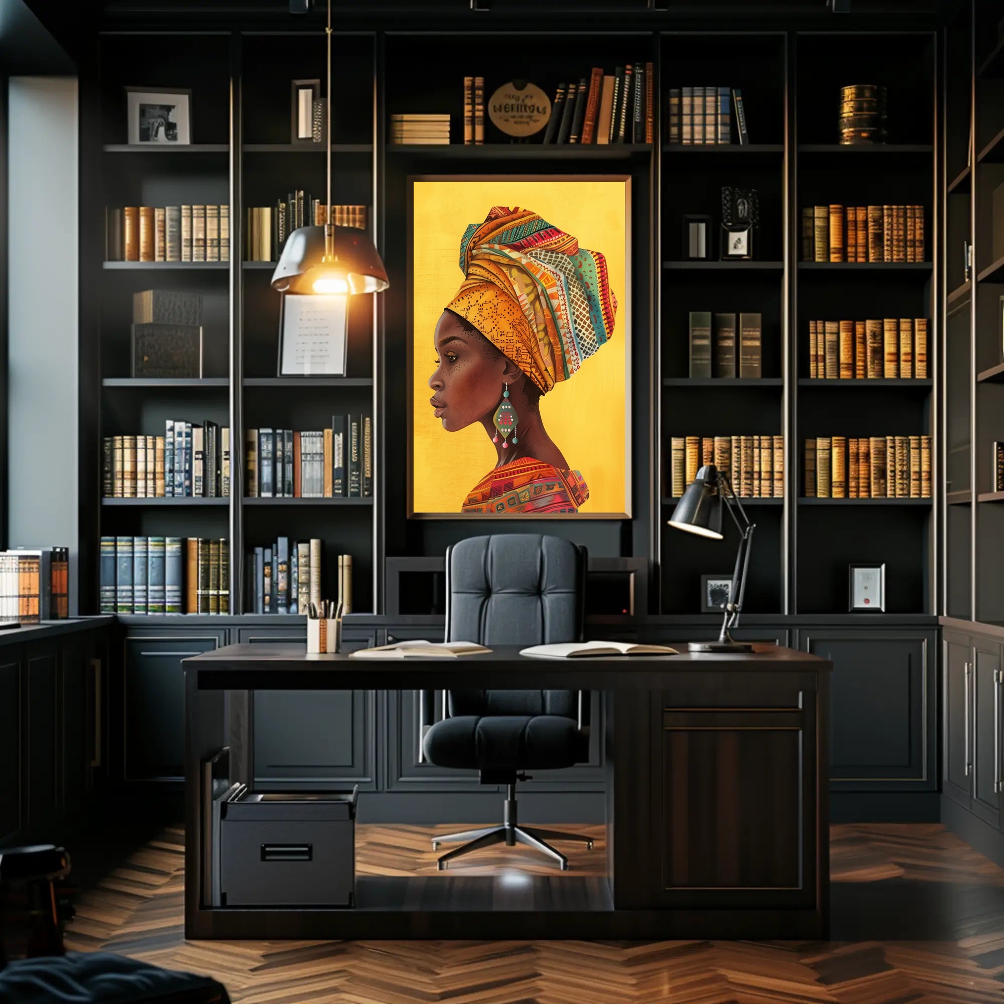Vibrant African Woman Profile Cultural Heritage Poster PosterGoat