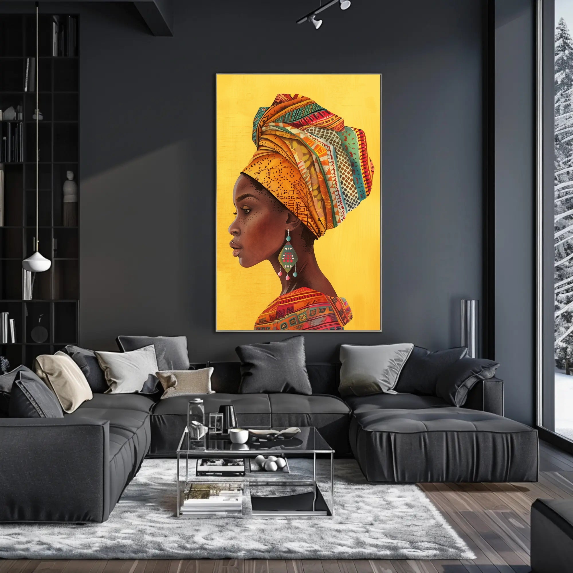 Vibrant African Woman Profile Cultural Heritage Poster PosterGoat