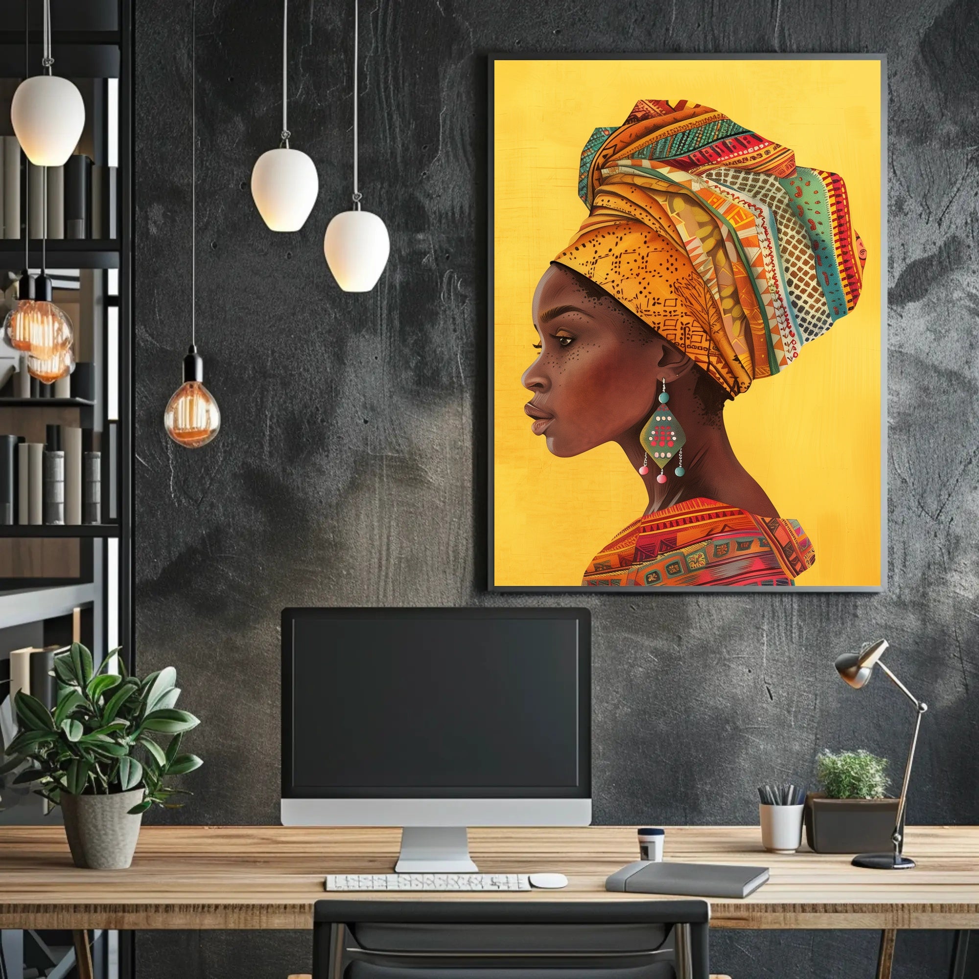 Vibrant African Woman Profile Cultural Heritage Poster PosterGoat