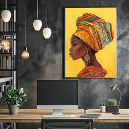 Vibrant African Woman Profile Cultural Heritage Poster PosterGoat