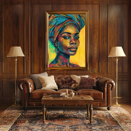 Vibrant Afro-Inspired Woman Portrait Cultural Poster PosterGoat
