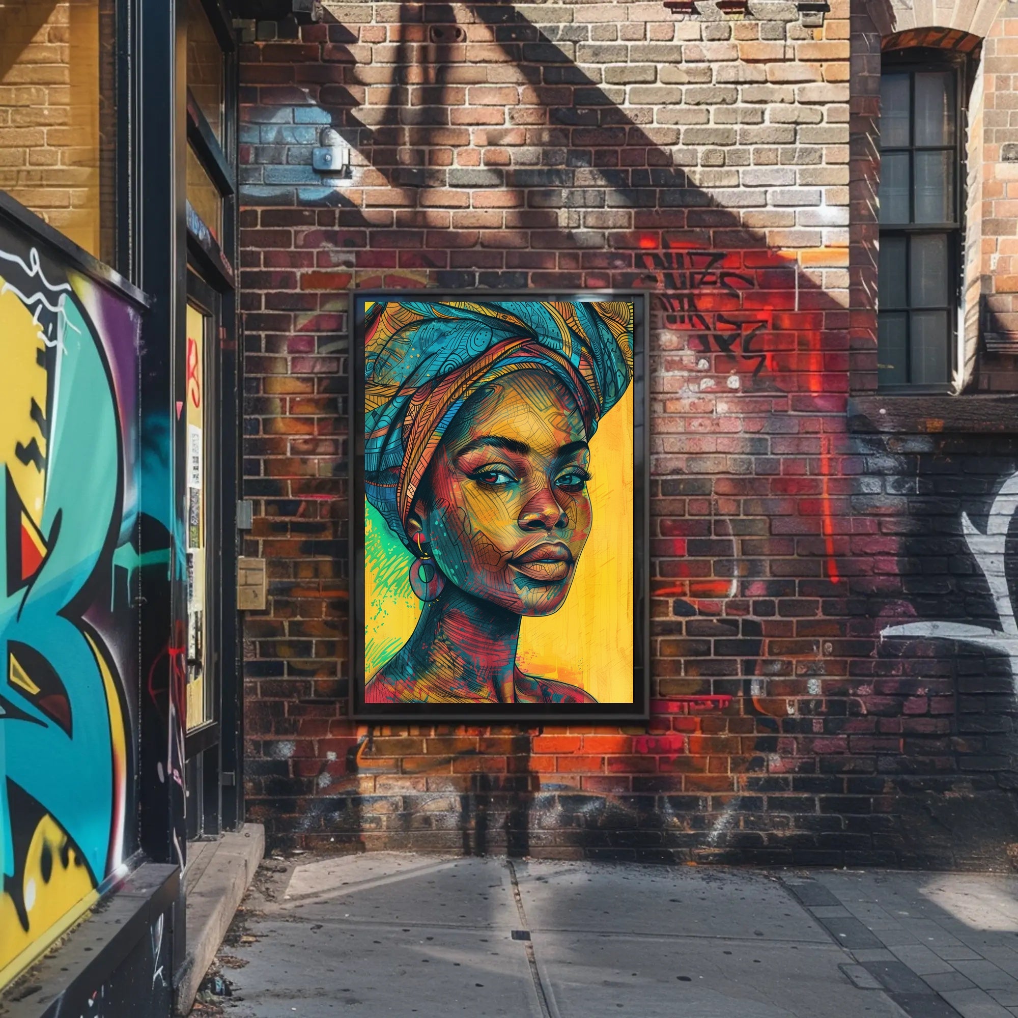 Vibrant Afro-Inspired Woman Portrait Cultural Poster PosterGoat