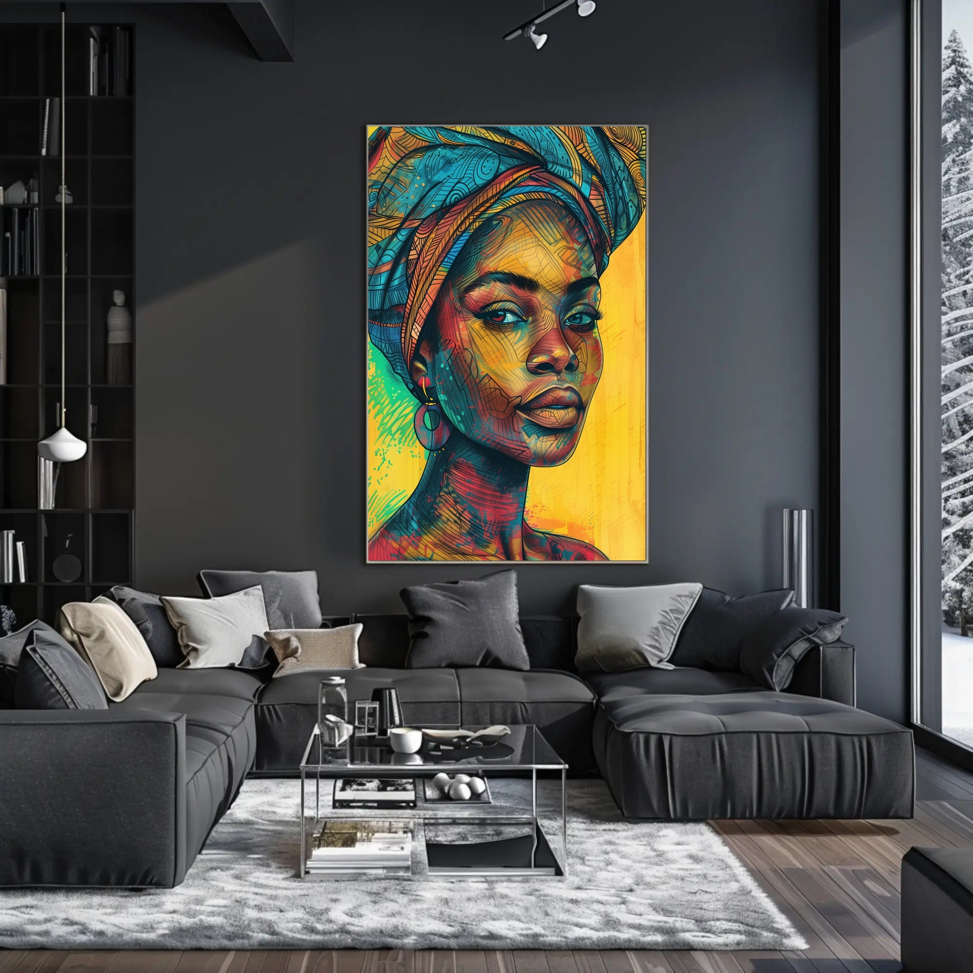 Vibrant Afro-Inspired Woman Portrait Cultural Poster PosterGoat