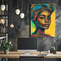Vibrant Afro-Inspired Woman Portrait Cultural Poster PosterGoat