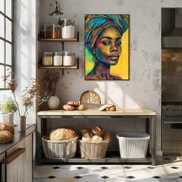 Vibrant Afro-Inspired Woman Portrait Cultural Poster PosterGoat